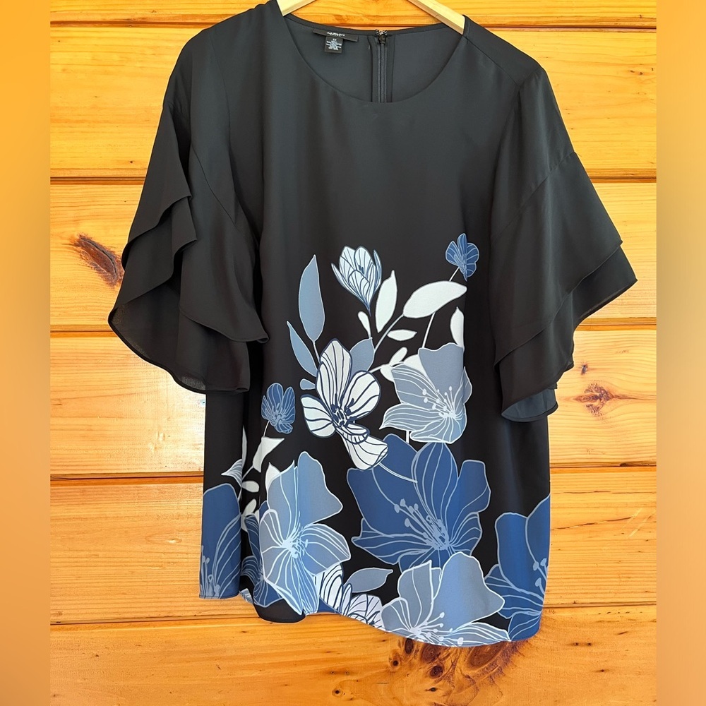 Alfani Womens Floral Dolman Sleeves Blouse 1X